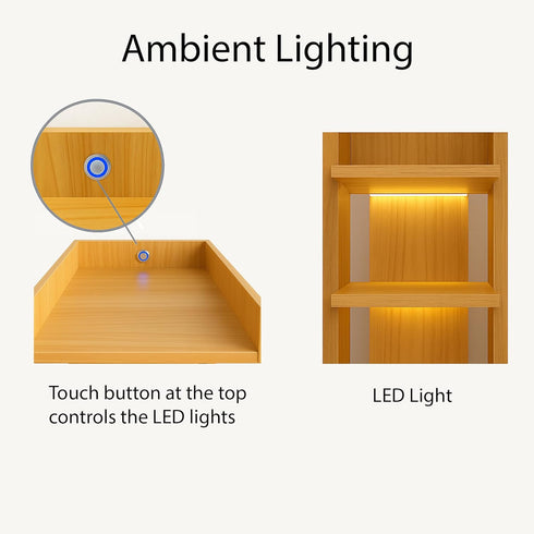 Generic 6 Closet, 7-12 Tier Wooden Freestanding Shoe Rack with LED Ambient Lighting, Slim Narrow Vertical Shoe
