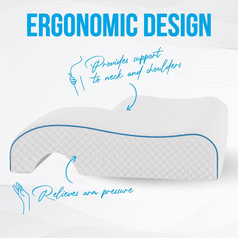 MARS WELLNESS Memory Foam Cuddle Pillow - Ergonomic Anti Pressure Couples Pillow with Arm Hole - Great for Cuddling