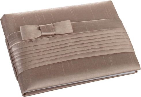 Lillian Rose Taupe Simple Pleated Silk Wedding Guest Book, 8"