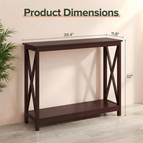 2-Tier ZENY Console Table, Entryway Table, Narrow Sofa Table with Shelves, Entrance Table for Living Room, Hallway
