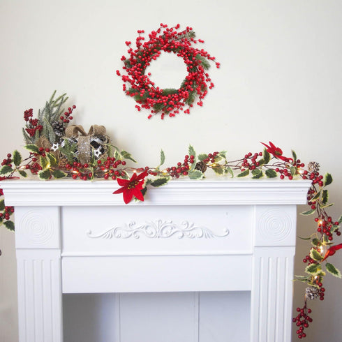 Mklsit 30 Pack 8.2 Inch Artificial Red Berry Stems, Christmas Berry Picks Holly Berries Branches for Christmas Tree