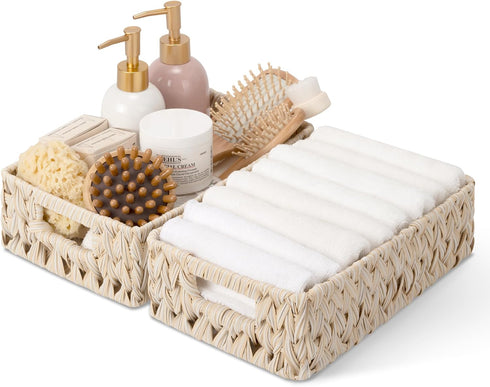 GRANNY SAYS 2-Pack Wicker Baskets for Organizing, Waterproof Woven Storage Basket with Handles