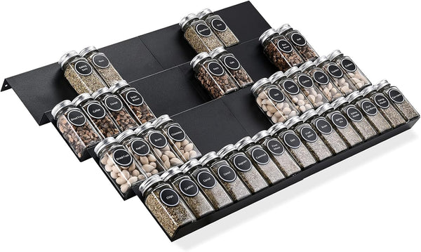 Mulush Metal Spice Rack Tray - Spice Drawer Organizer for Kitchen Cabinets