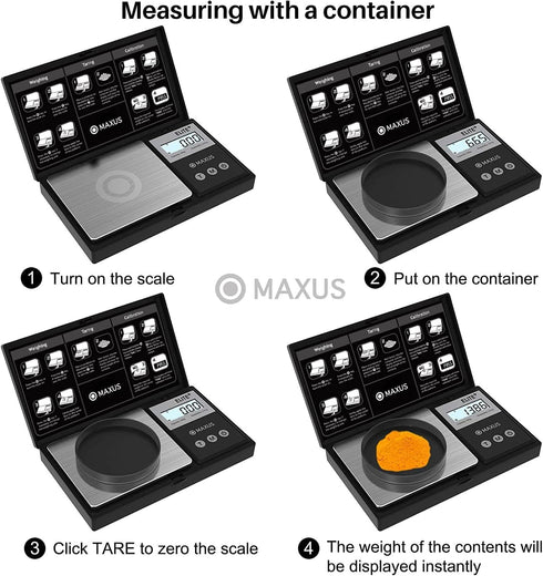 MAXUS Digital Pocket Gram Scale, 500g x 0.01g High Precision with Tray, Weighs Small Food, Jewelry
