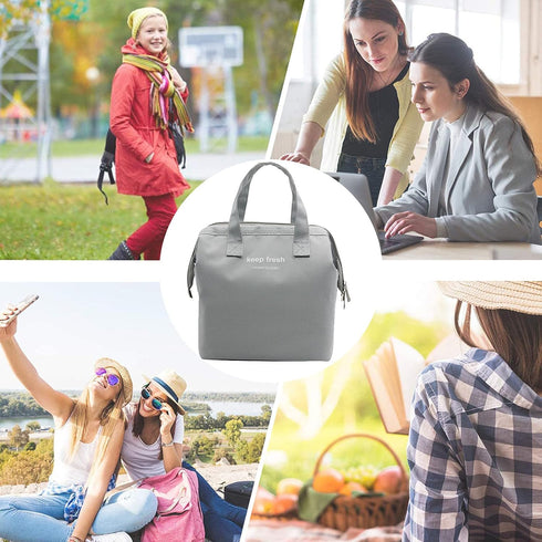 Mziart Insulated Lunch Bag, Simple Bento Cooler Tote for Lunch Box for Women Men Adult Picnic Working Hiking Beach