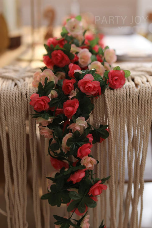 PARTY JOY 5pcs 41Ft Flower Garland Fake Rose Vine Artificial Flowers Hanging Baskets Wedding Arch Decor (Pink)