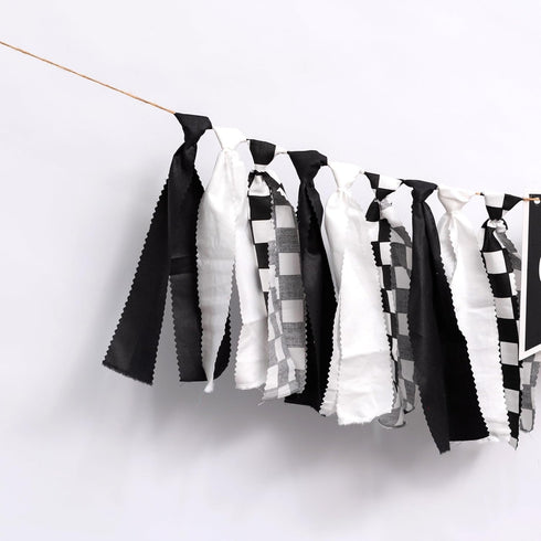 VANGNING 1st Race Car High Chair Banner - Black White Race Car Highchair Banner Birthday Decorations,First Birthday