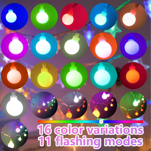 GlowNest 33ft 11 Dimmable Led Globe String Lights Indoor, Mode USB Color Changing String Lights Twinkle Lights