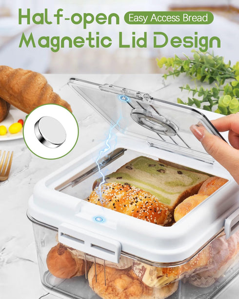 Countertop 11.4 7.5 6.7 Inch Dynta Large Bread Box for Kitchen x x Airtight Bread Storage Container Time Recording