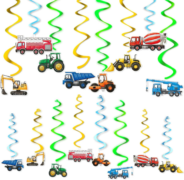 WERNNSAI Construction Hanging Swirls -24 PCS Construction Party Decorations Construction Zone Party