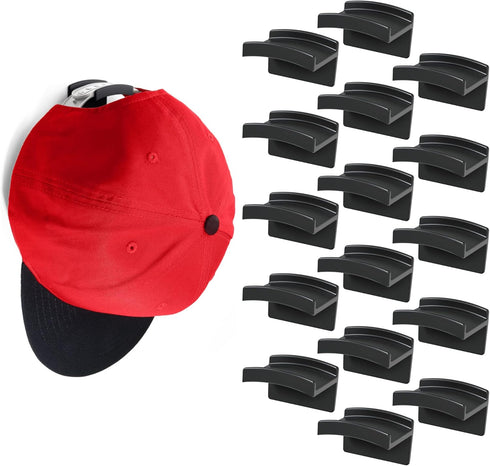 Modern JP Adhesive Hat Hooks for Wall, 16-Pack, Minimalist Design, No Drilling, Strong Hold Hat Hangers