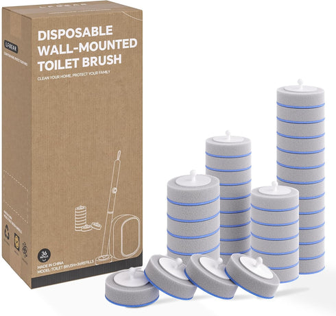 Disposable Toilet Cleaning System - Toilet Wand Kit with 36 High-Performance Refills,
