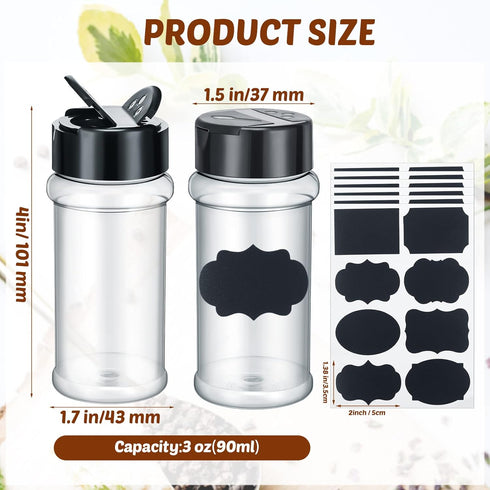 36 Pack 3 oz Eccliy Clear Plastic Spice Jars with Label and Shaker Lids Empty Spice Bottles Seasoning Containers