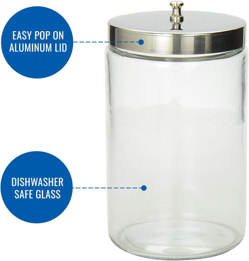 4.1 3.9 7 inches MABIS Decorative Storage Apothecary Clear Glass Jar for Kitchen, Bathroom or Laundry Organization