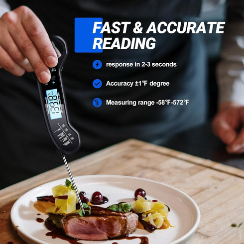 Digital Instant Read Meat Thermometer - Waterproof Food Thermometer for Grill, BBQ, Turkey, Candy, and Liquids
