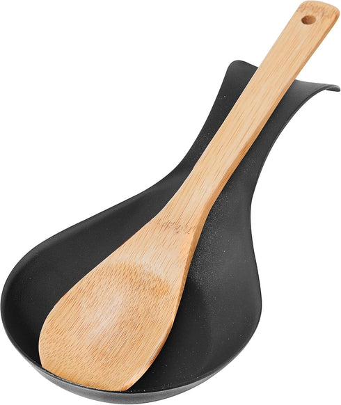OGGI Stainless Steel Spoon Rest- Long Handle Holds Kitchen Utensils in Place, Great Spoon Rest for Kitchen Counter, Stove Top, or Coffee Station; Kitchen Accessories, Utensil Rest, Black