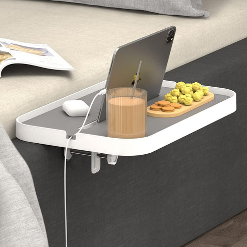 KIWIFOTOS Bedside Shelf with Silicone Pad Top, Clip On Nightstand Snack Organizer, 17" Large Dorm Room Bed Side Table