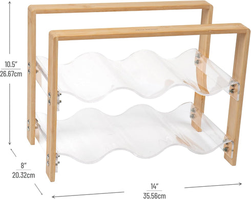 Mind Reader Wine Rack Kitchen Decor Countertop Organizer Storage Acrylic 14" L x 8" W x 10.5" H Brown