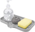 Silicone Kitchen Sink Tray Soap Dish Holder with Built-in Drain Lip, Large Countertop Organizer for Dish Soap/Sponge