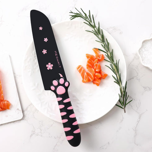 Cute Kitchen Knife Set, 5-Piece Non-Stick Knives with Detachable Block & Scissors, Sharp Kitchen Knives for Home