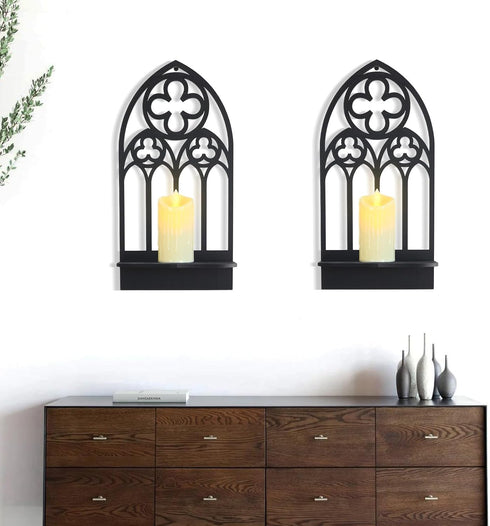 2 3) OYEFLY Pcs Gothic Sconces Wall Decor,Black Goth Decor Arched Church Wall (Style