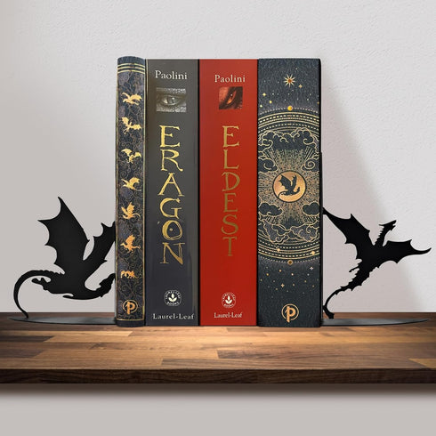 Nichake Metal Dragon Bookends Stoppers Holder Stand for Desk Shelf Cool Dragon Book Ends Decorative, Fantasy Dragon