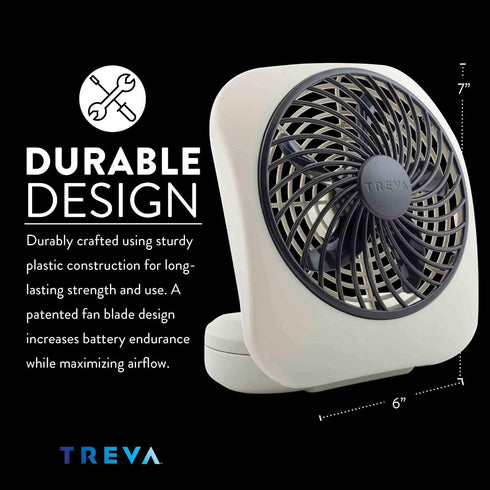 O2COOL Treva 5 Inch Battery Powered Desk Fan, Portable with Compact Folding & Tilt Design, Grey