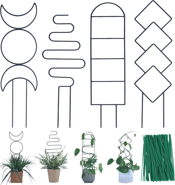 Wellsign Indoor Plant Trellis for Climbing Plants, 16inch Small Garden Metal Trellis