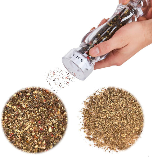 LHS Pepper Mill Grinder, Salt Grinder with Adjustable Coarseness, Clear