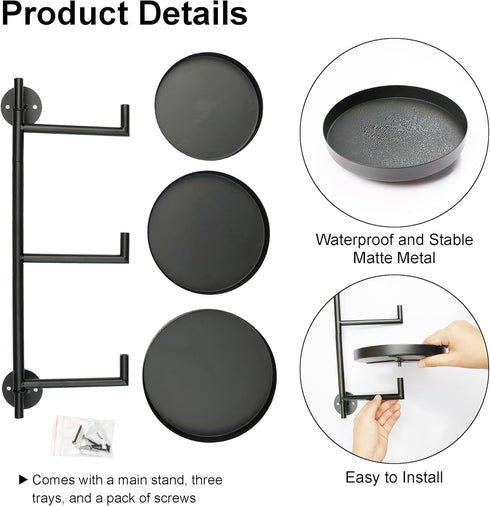 3 Rotating Window Wall Plant Shelves Stand Holder, Tiered Metal Floating Plant Shelf Hanger Indoor , Window Sill Gifts