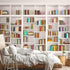 FENDROM White Bookshelf Bookcase Tapestry Home Office Video Conference Study Room Tapestries Wall Hanging Art