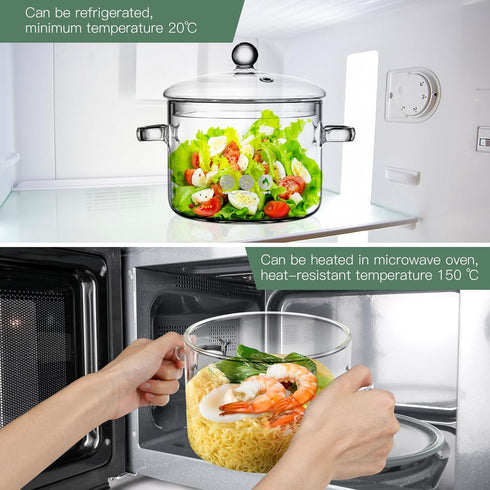Glass Saucepan for Kitchen, Transparent Cooking Pot, Clear Mixing Glass Pot for Soup, Household Use