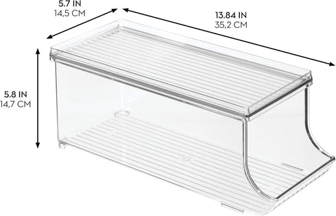 iDesign Soda Can Organizer with Lid - Clear - Made in USA for Pantry or Refrigerator