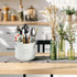 4 Compartment Kitchen Utensil Holder - 5.7 Inch Large Metal Caddy for Countertop, Removable Divider, White