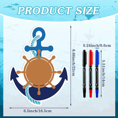 Treela 7 Pcs Cruise Ship Door Decorations Set, Nautical Anchor with Ship Wheel Magnetic Stickers for Refrigerator Decor