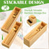 Kigley 8 Pieces Bamboo Drawer Organizer, Stackable Wooden Utensil Storage Box for Kitchen Drawers (12 x 3 x 2 Inch)