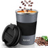 KETIEE Travel Coffee Mug, Spill Proof 12oz Insulated Reusable Coffee Cup with Seal Lid for Hot/Ice Drinks (Grey)