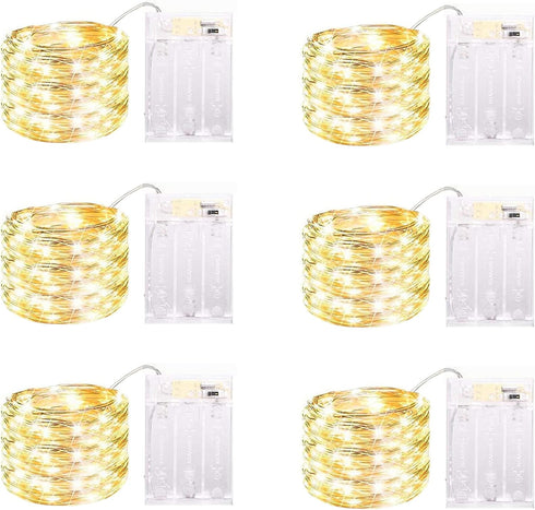 6 Pack LED Fairy Lights Battery Operated with Timer, 13FT 40LED Waterproof