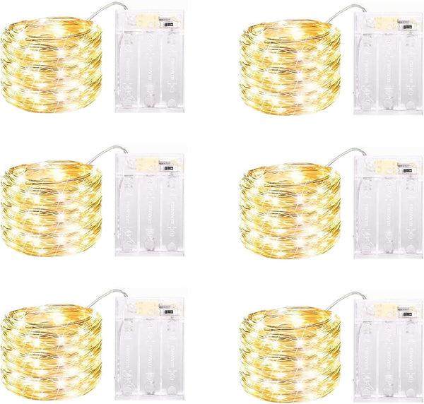 6 Pack LED Fairy Lights Battery Operated with Timer, 13FT 40LED Waterproof