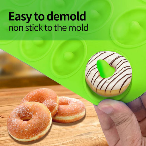 Silicone Donut Pan - Mini Baking Pan for Baking Delicious Donuts, Non-stick Bottom, Easy to Clean
