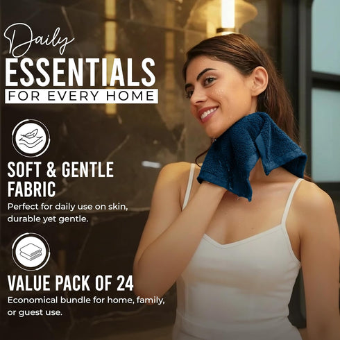 Pack 24 12 12 Inches, 100% 24 Pack) RIVERSIDE of Wash Cloths for Showering, x Super Soft & Absorbent, Cotton Washcloths