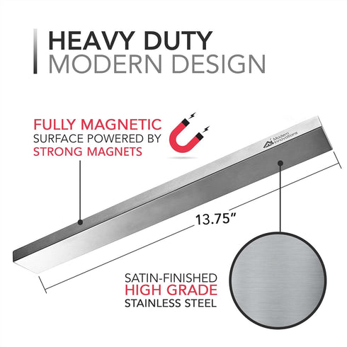 Modern Innovations 14 Inch Magnetic Knife Holder for Refrigerator, Stainless Steel Knife Strips for Kitchen Wall