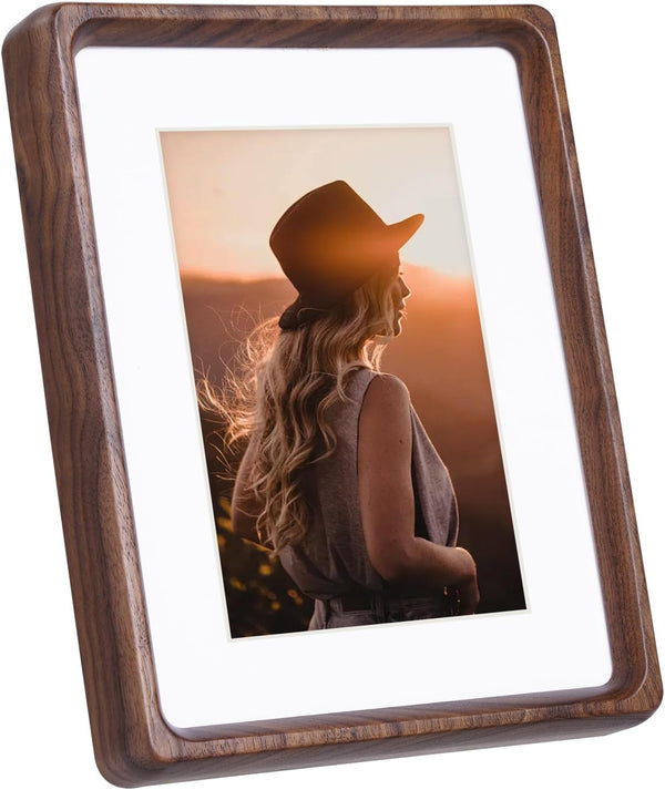 Wooden Photo Frame 6x8 inch, with Mat to fit Photo 4x6 inch,