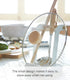 Yamazaki Home Ladle & Lid Rest - Kitchen Utensil Organizer Stand for Cooking, Steel + Wood, White