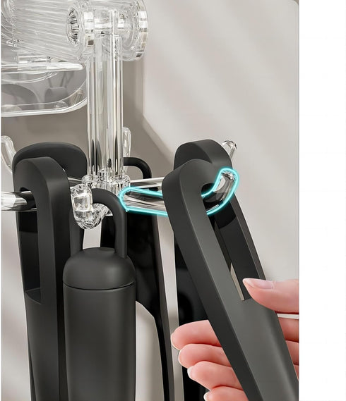 Hanging Utensil Holder Hooks, Kitchen Utensil Hanger Wall Mount with 360° Rotating Hook, 2 Pack Transparent
