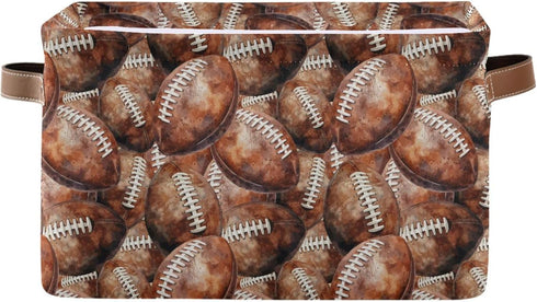 Football Rectangular Storage Basket Organizer Bin for Home, Office, and Dorm Use