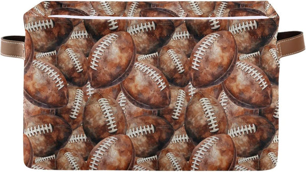 Football Rectangular Storage Basket Organizer Bin for Home, Office, and Dorm Use