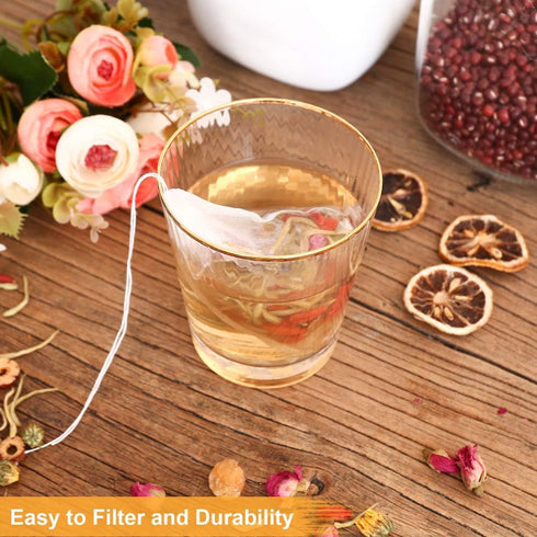 100PCS Tea Filter Bags, Disposable for Loose Leaf Tea, Drawstring Empty Tea Infuser, 1-Cup Capacity