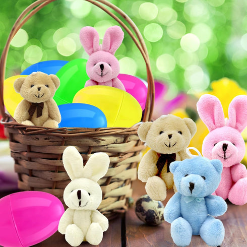 BCUEIDO 12pcs Prefilled Easter Eggs with Stuffed Plush Animal Toys for Basket Stuffers, Easter Favors, Easter Hunt