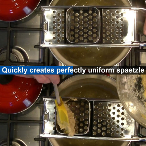 Skimmer Set Premium Grade Stainless Steel Spaetzle Maker with Comfort Grip Handle, Stainless Steel Spider Strainer
